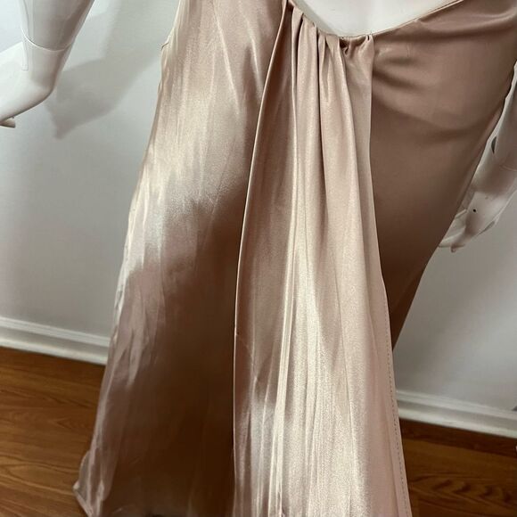 Adrianna Papell Champagne/Black‎ Beaded Strap Low Back Formal Dress -- 3/4 - Picture 8 of 13